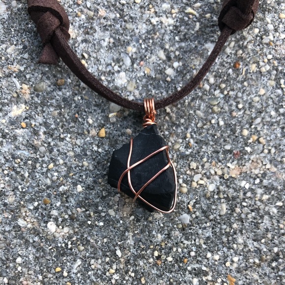 Handmade Jewelry - Copper Wrapped Shungite Necklace